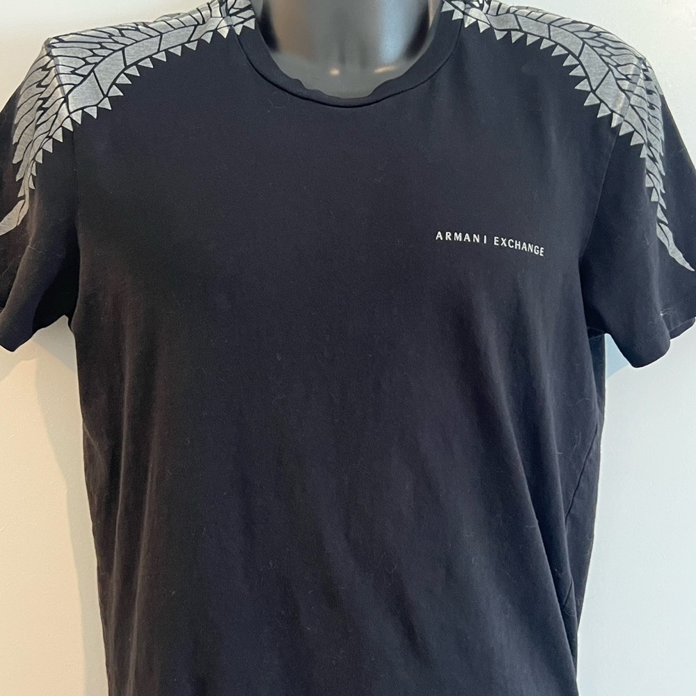 Armani Exchange Black T-Shirt with Gray Accents
